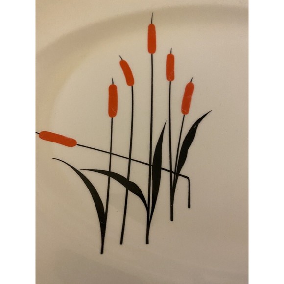 Camwood Ivory Universal-Cambridge Red Cattails Oval Serving Platter A72-1C - Picture 3 of 7